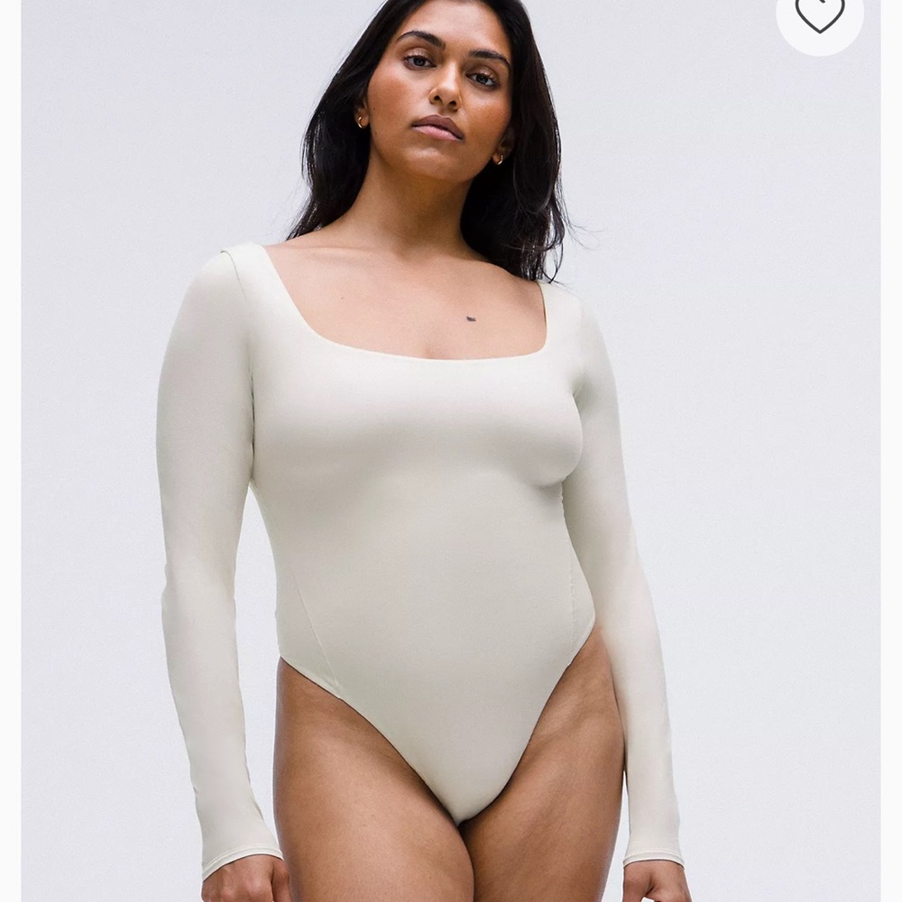 Lululemon Cream Fitted Long Sleeve Bodysuit